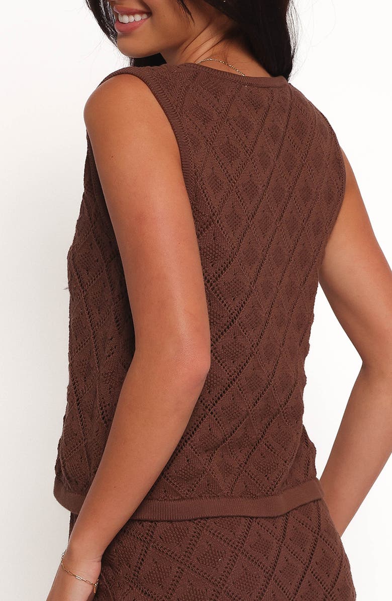 Petal & Pup Palma Pointelle Sleeveless Cotton Sweater, Alternate, color, Chocolate