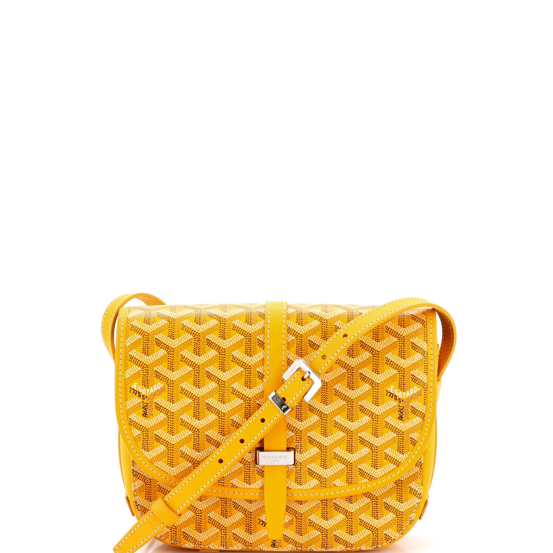 Pre-Owned Goyard Belvedere II Messenger Bag Coated Canvas PM, Main, color, Yellow