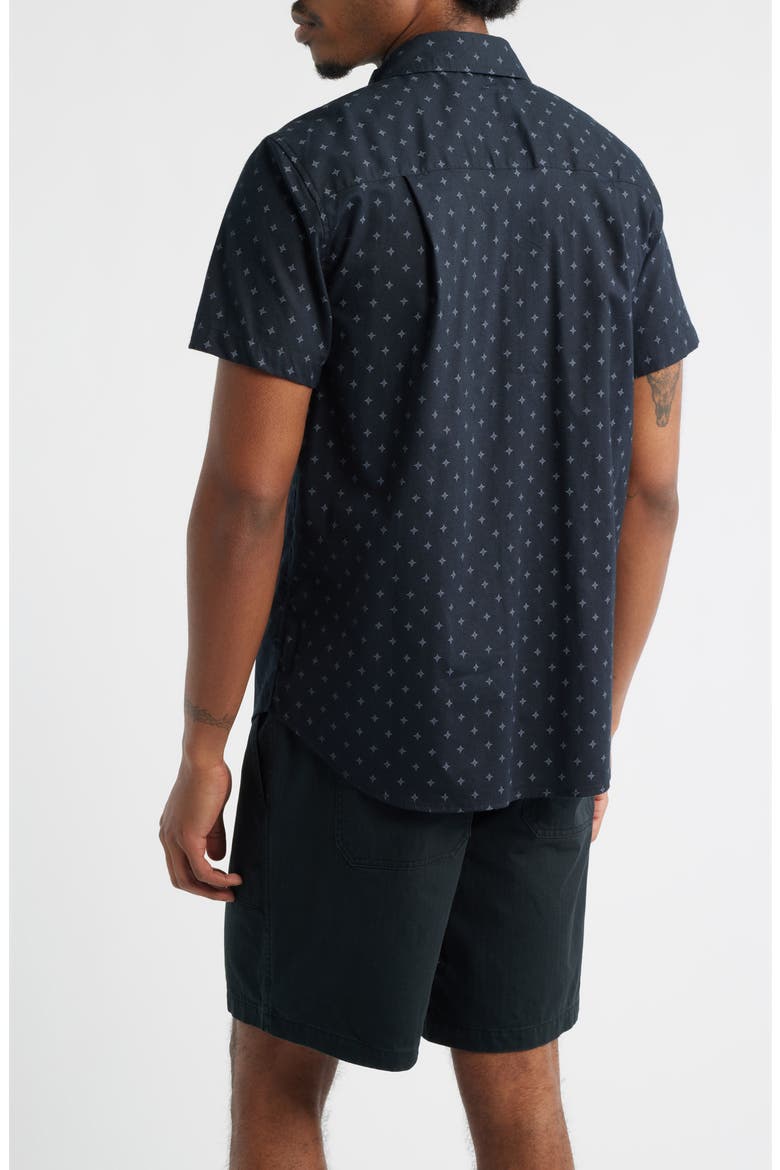 Charter Print Short Sleeve Button-Up Shirt, Alternate, color, BLACK/FUTURE GREY DIAMOND TILE