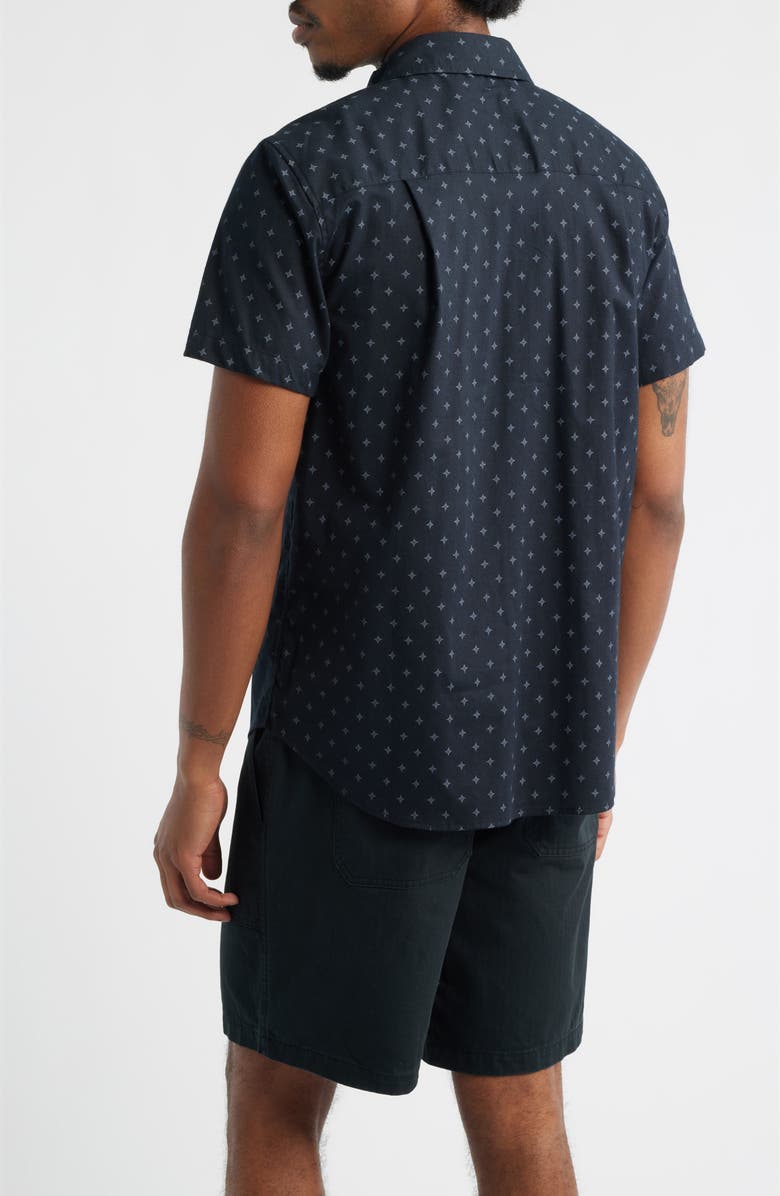 Brixton Charter Print Short Sleeve Button-Up Shirt, Alternate, color, Black/Future Grey Diamond Tile