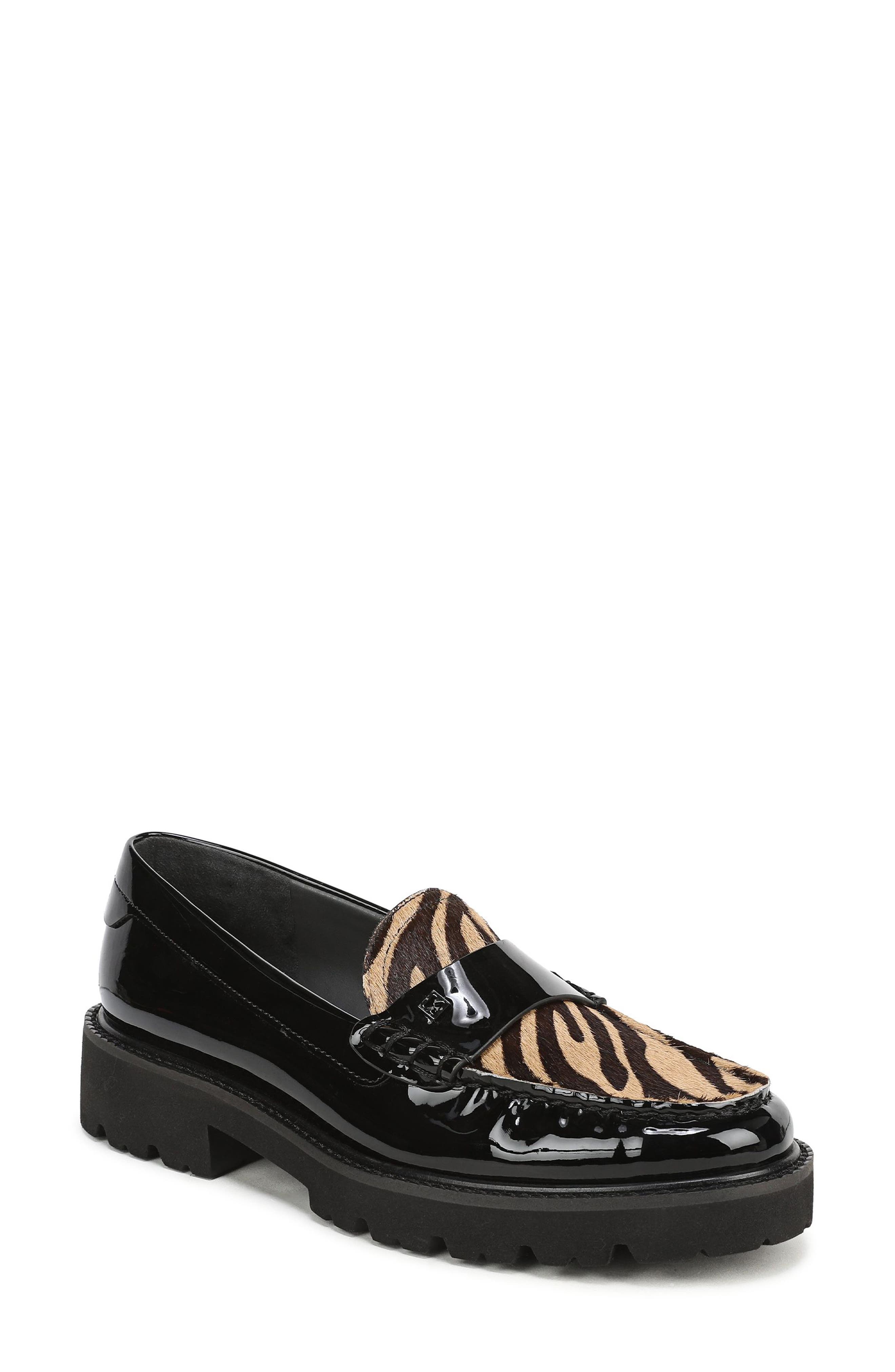Saffron Lug Sole Loafer, Main, color, BLACK