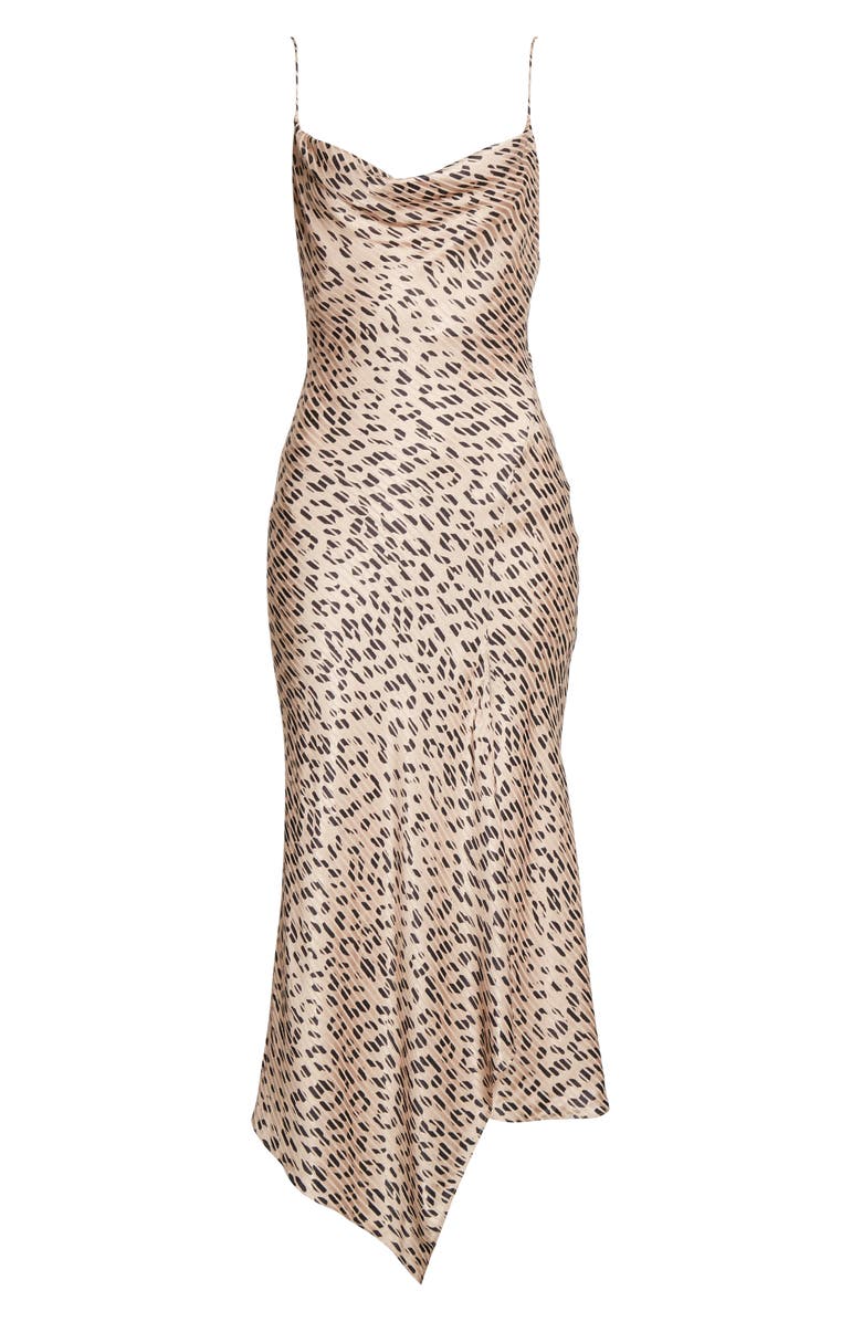 Alice + Olivia Harmony Leopard Print Asymmetric Satin Slipdress, Alternate, color,
