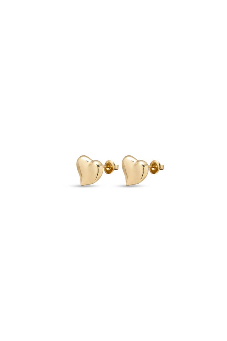 18K gold-plated medium sized heart shaped earrings, Alternate, color, Gold