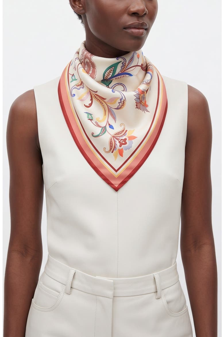 Terra Paisley Triangle Silk Scarf, Alternate, color, Red