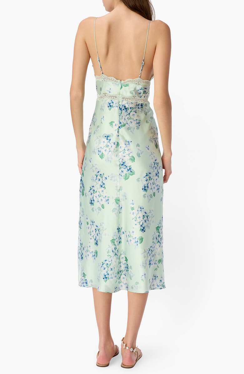 CAMI NYC Bibiana Floral Lace Trim Silk Slipdress, Alternate, color, Climbing Hydrangea