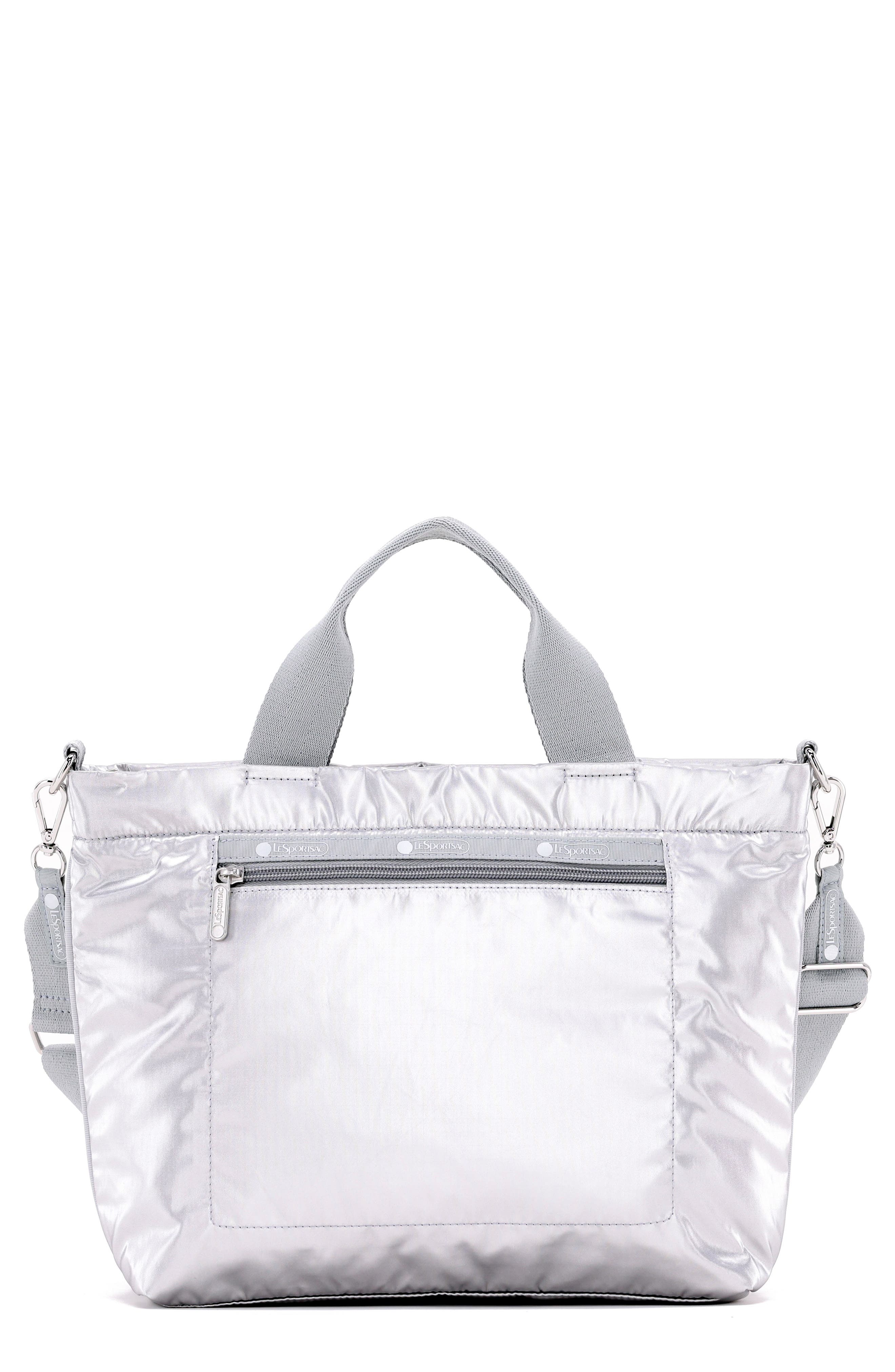 LeSportsac Small Convertible Zip Top Tote Bag, Main, color, Silver Shine L