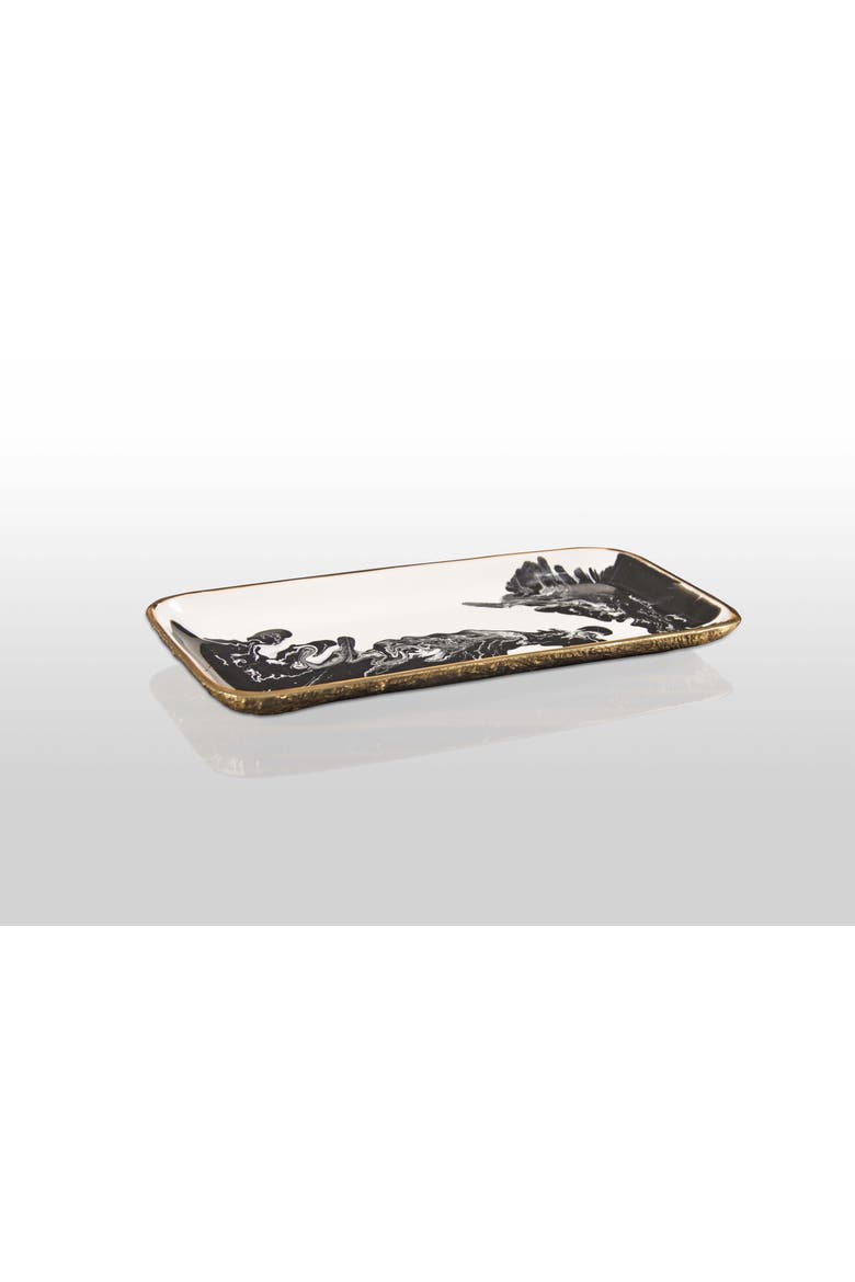 Bianco Nero Rectangular Trays, Main, color, White