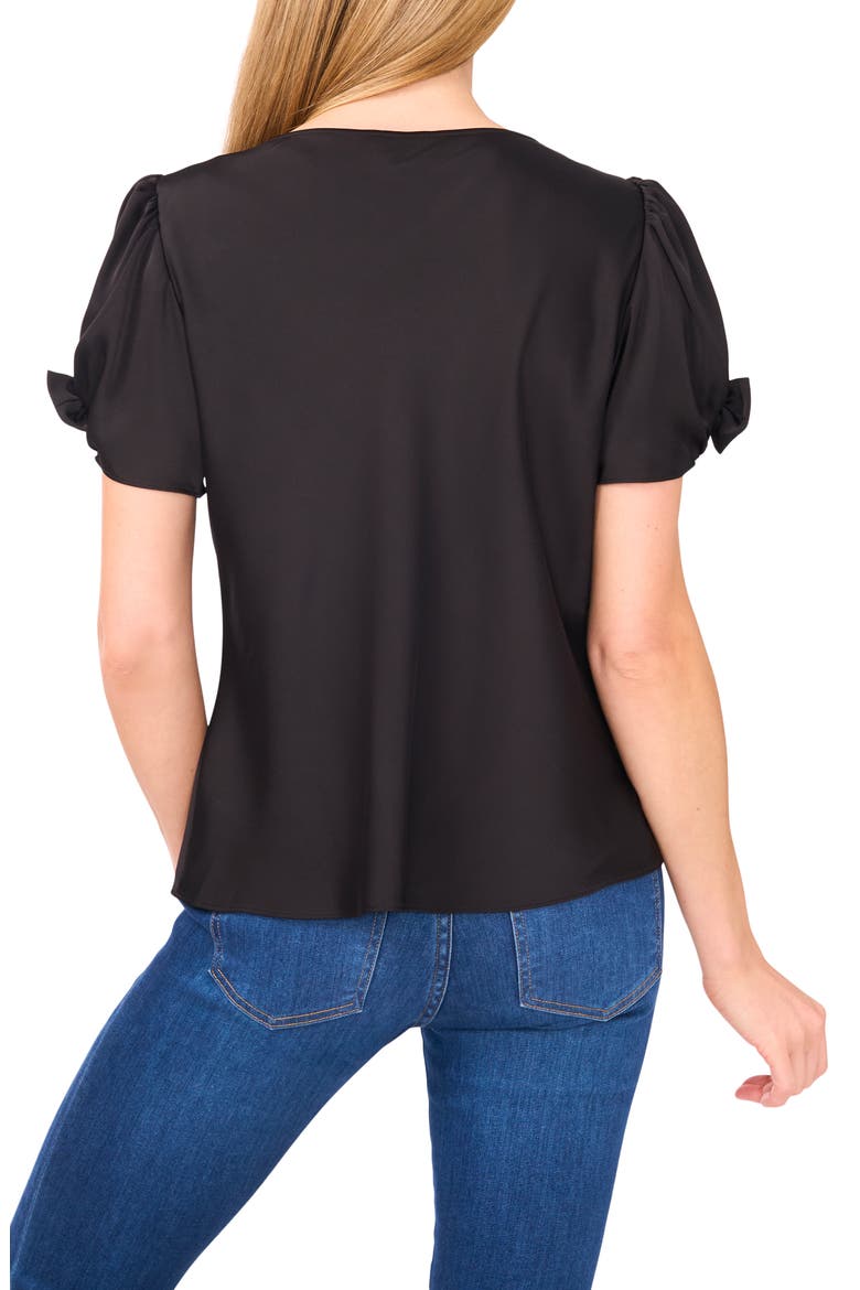 Bow Sleeve Cowl Neck Satin Charmeuse Top, Alternate, color, RICH BLACK