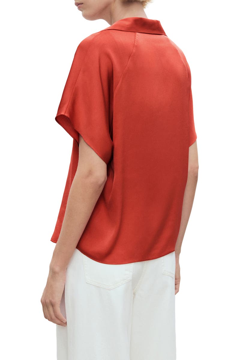 MANGO Fluid Short Sleeve Shirt, Alternate, color, Red