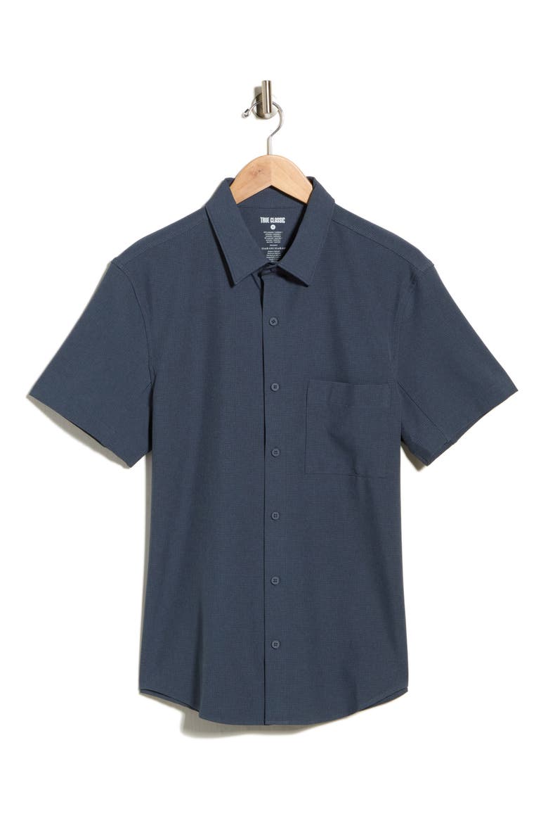 Ripstop Commuter Short Sleeve Button-Down Shirt, Alternate, color, HEATHER NAVY