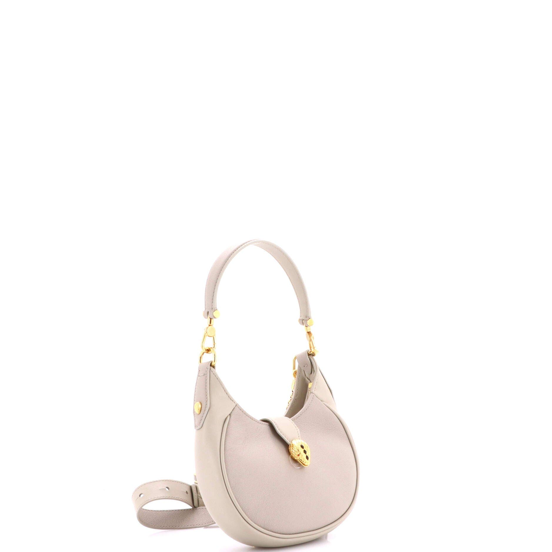 Serpenti Ellipse Crossbody Bag Leather Mini, Alternate, color, White
