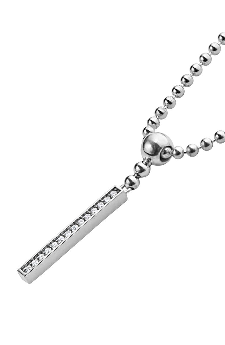 LAGOS Caviar Spark Diamond Bar Pendant Necklace, Alternate, color, Silver/ Diamond
