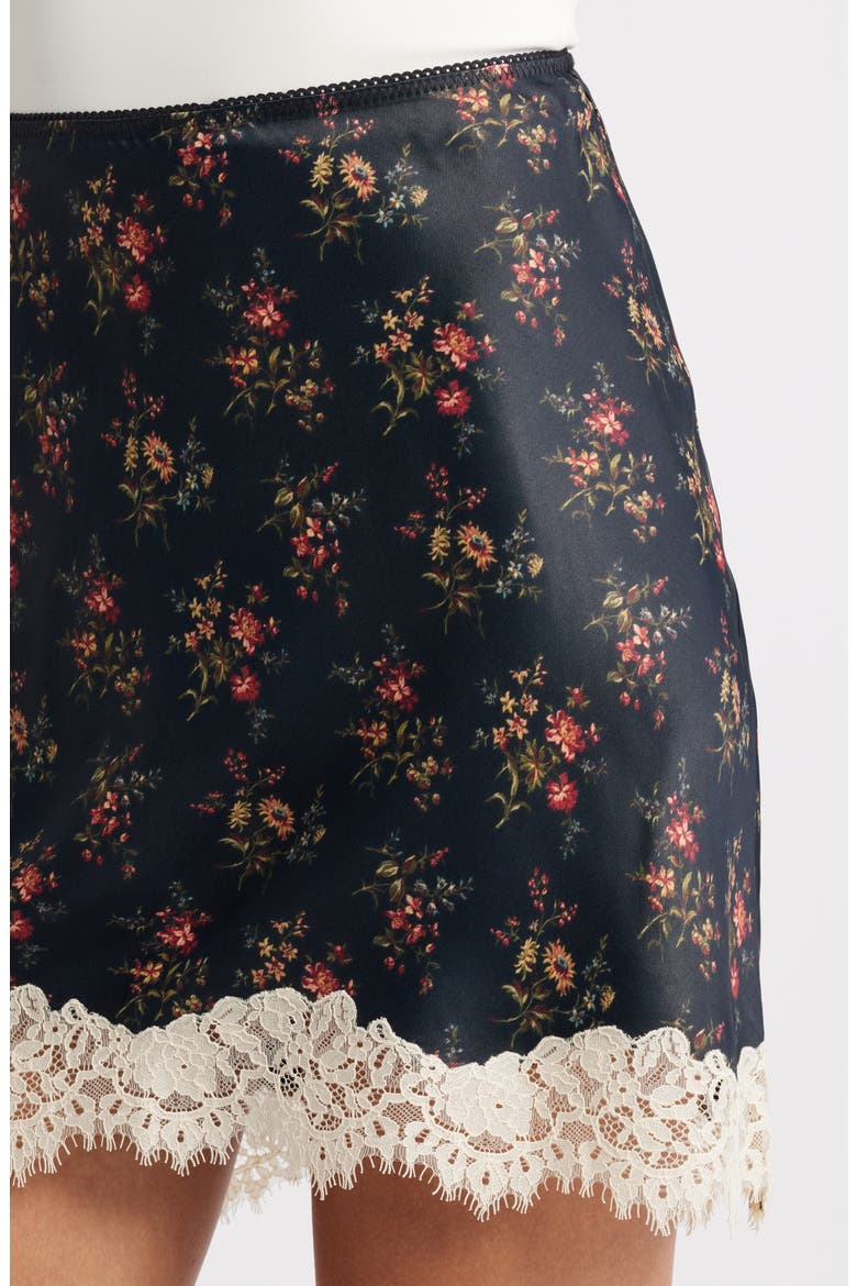 Giulietta Lace Trim Crepe Back Satin Miniskirt, Alternate, color, FLEUR DU PALAIS