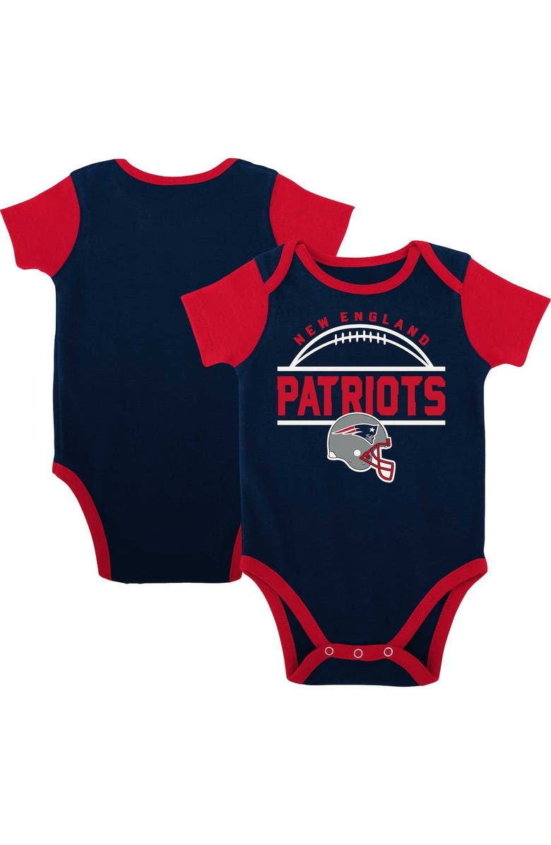 Outerstuff Newborn & Infant Navy/Red New England Patriots Home Field Advantage Three-Piece Bodysuit, Bib & Booties Set, Main, color,