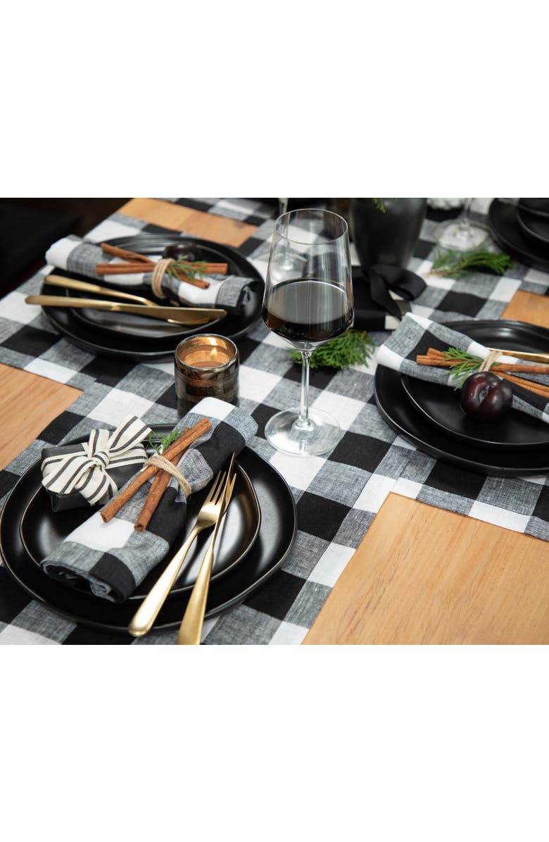 Solino Home Linen Dinner Napkins - Buffalo Check, 20" x 20", Alternate, color, Black And White