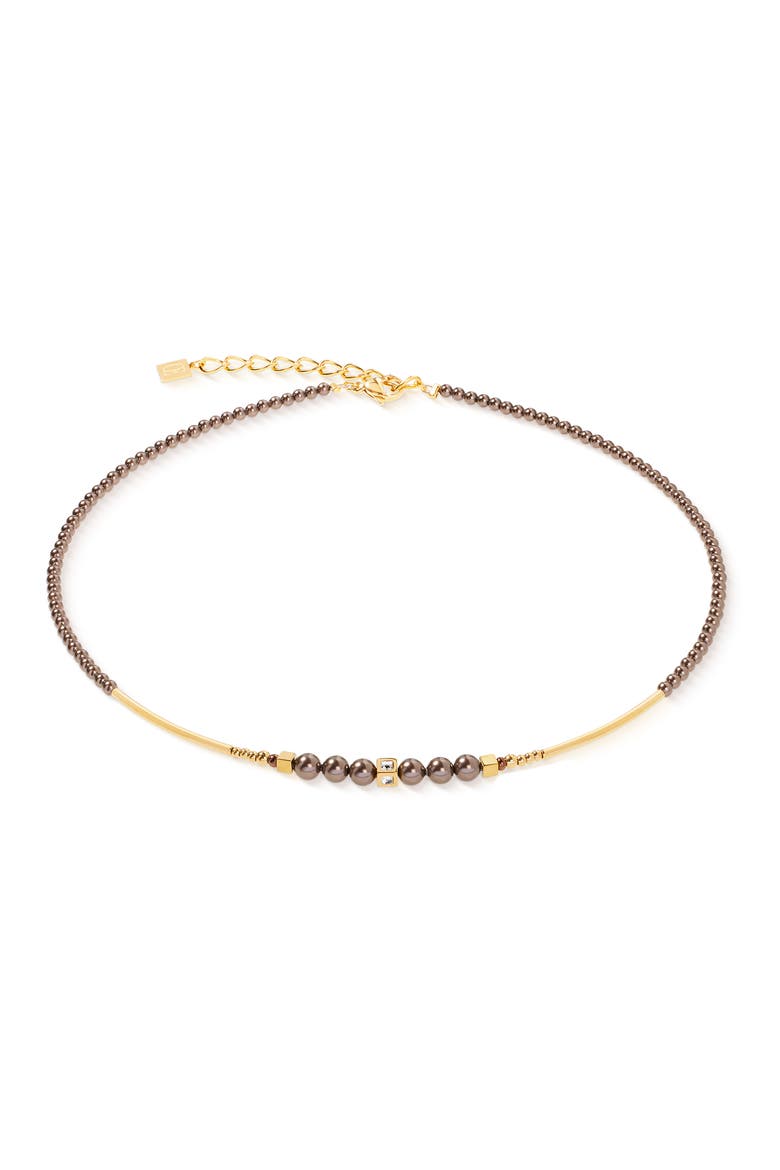Shimmering Princess Pearls Gold Necklace, Main, color, Brown