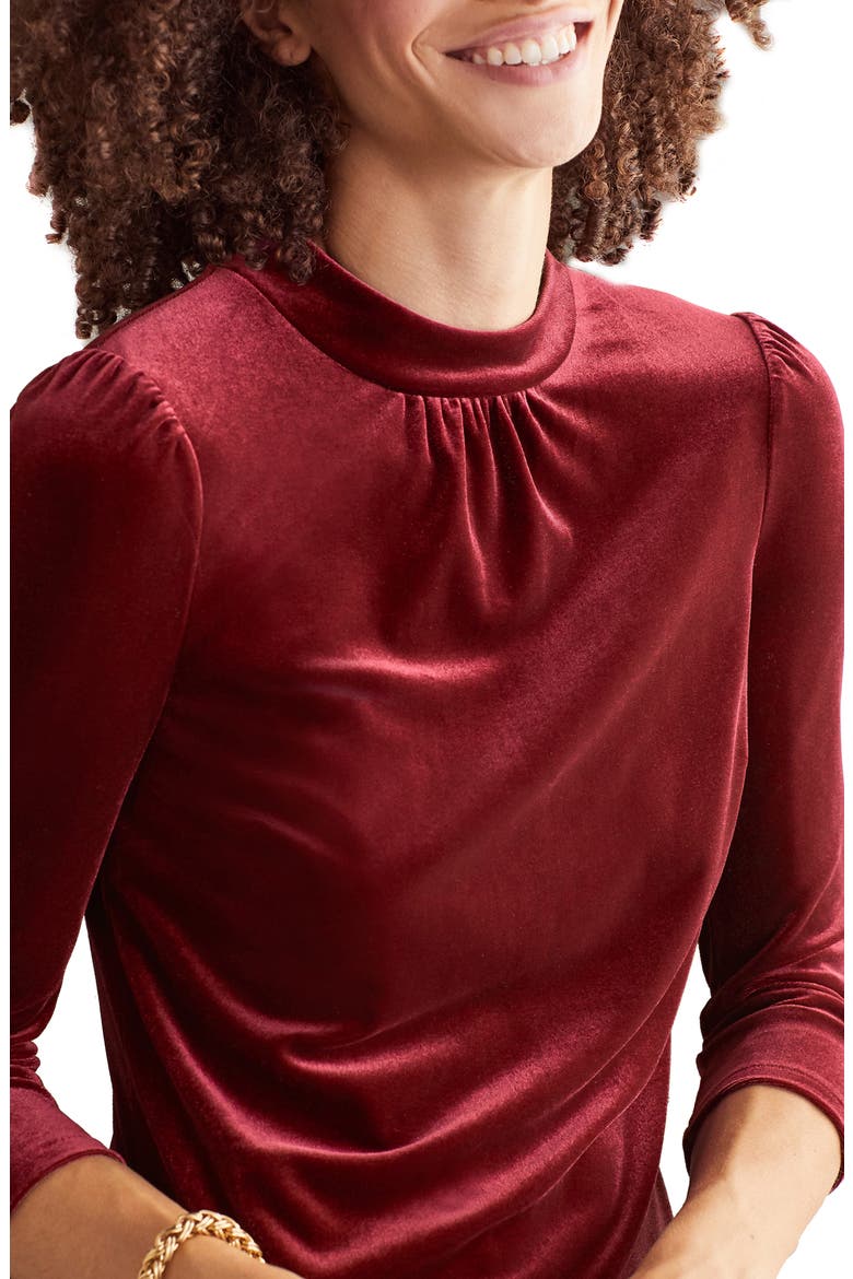 High Neck Velvet Dress, Alternate, color, RUBY RING