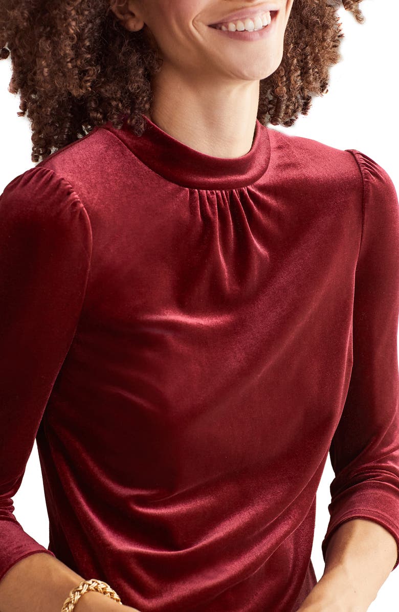 Boden High Neck Velvet Dress, Alternate, color, 