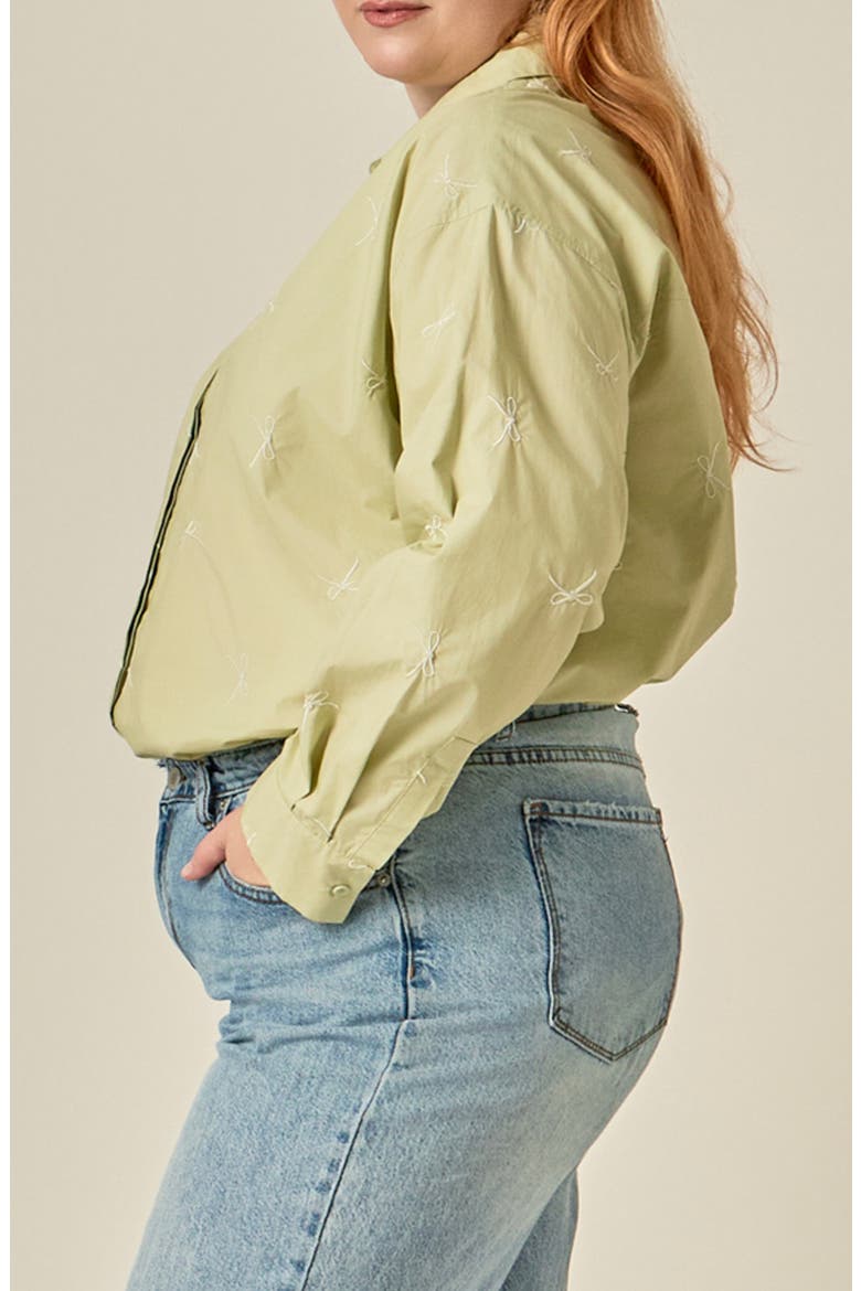 Bow-Embroidered Shirt, Alternate, color, SAGE