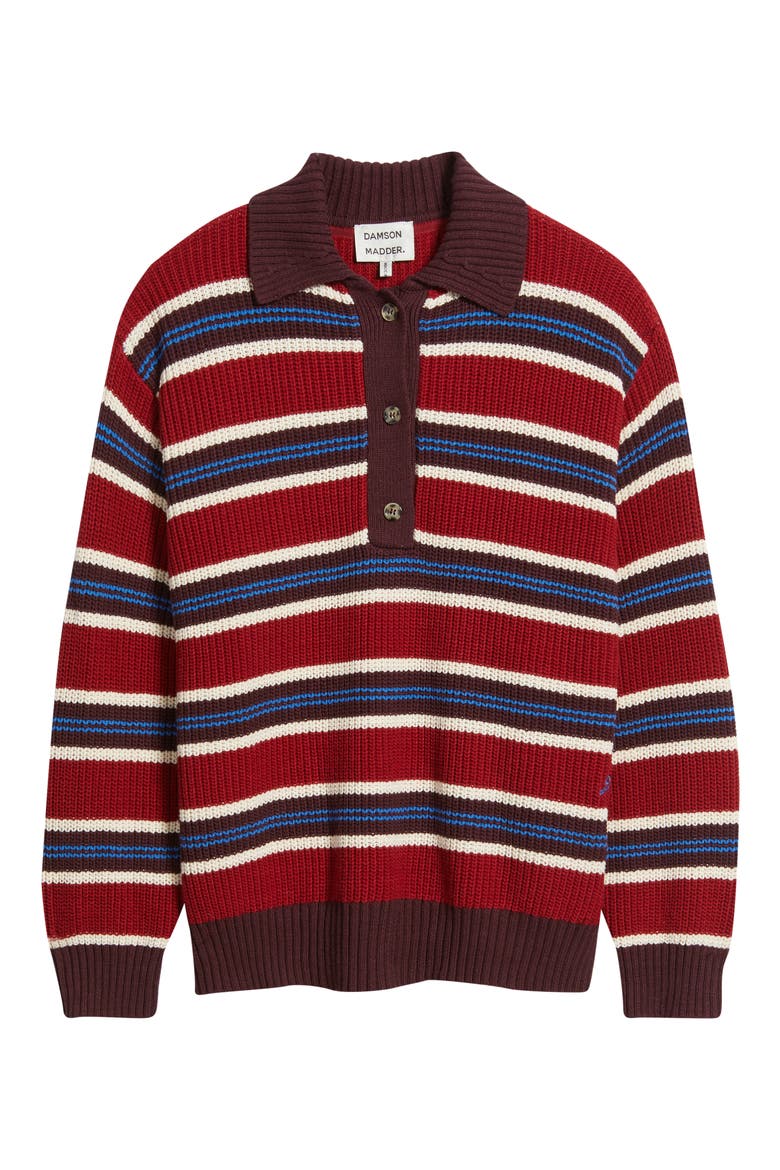 Ilona Stripe Organic Cotton Sweater, Alternate, color, BURGUNDY