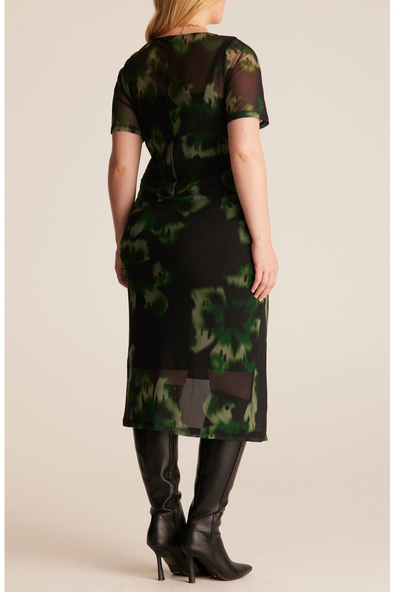 Bouquet Floral Mesh Overlay Dress, Alternate, color, BLACK/ GREEN