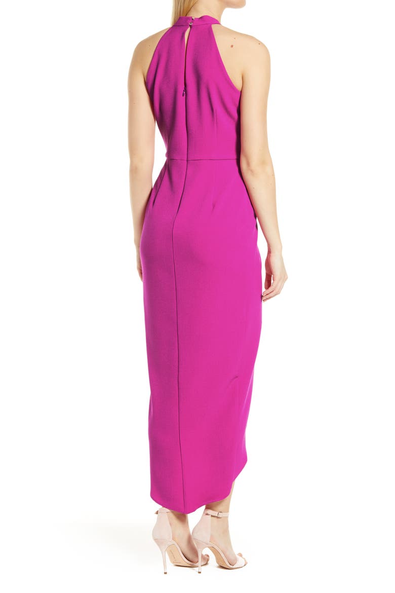 Knot Neck Halter Dress, Alternate, color, FUCHSIA
