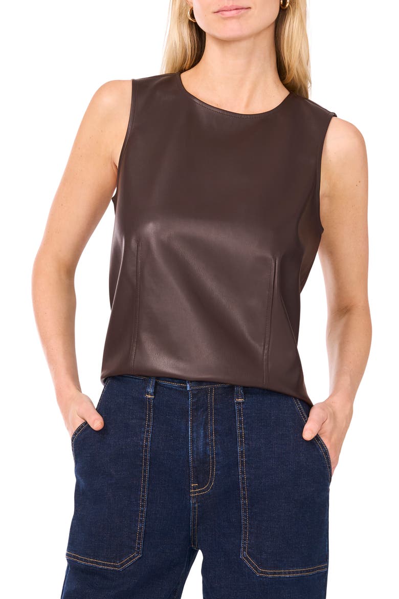 Faux Leather Tank, Main, color, CHOCOLATE