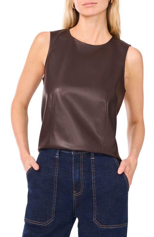 Vince Camuto Faux Leather Tank Top In Brown