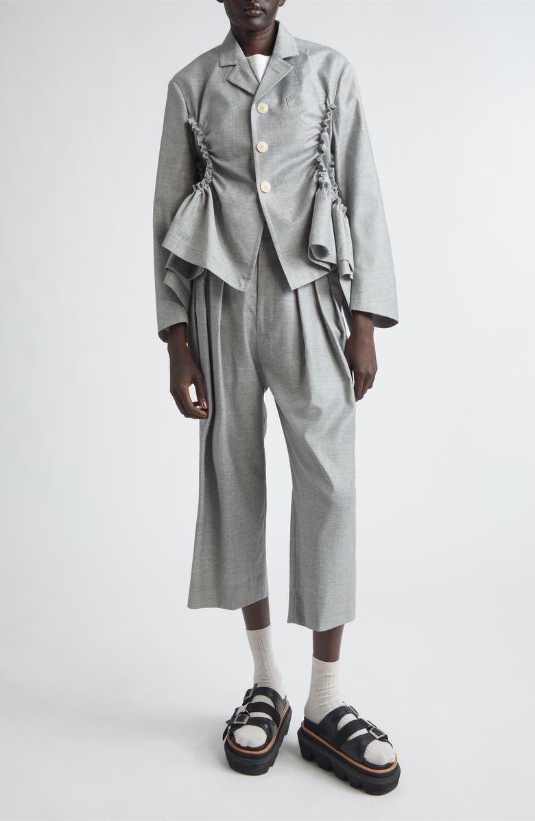 Tao Comme des Garçons Yarn Dyed Single Breasted Tropical Wool Blazer, Alternate, color, Top Gray