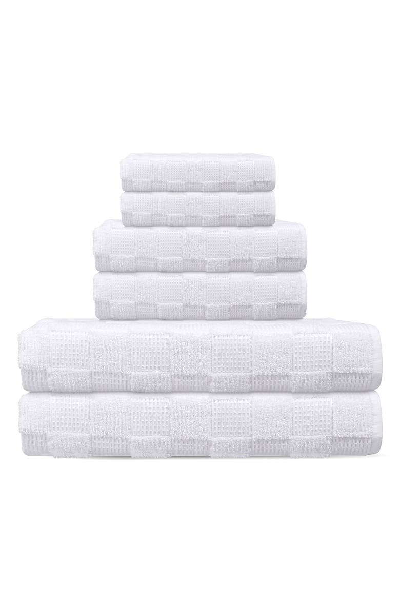 DePera Waffle Terry 6-Piece Turkish Cotton Bath Towel Set, Main, color, White