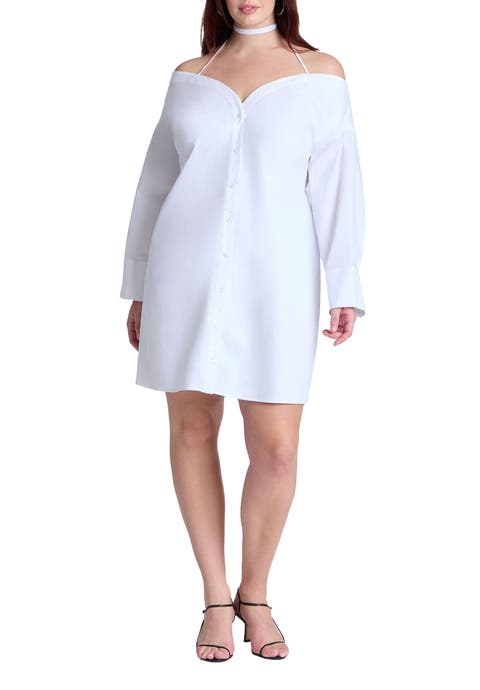 Off The Shoulder Poplin Mini Dress (Plus Available)