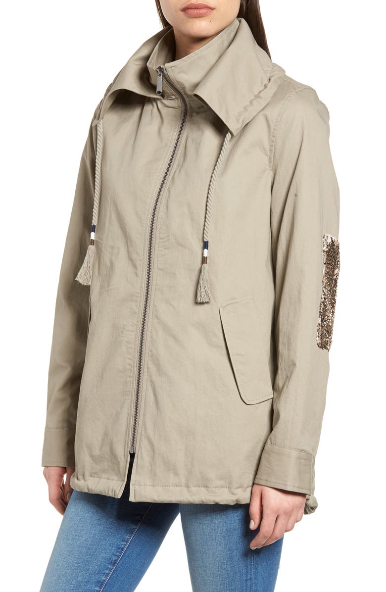 Sam Edelman Sequin Elbow Patch Anorak Jacket, Alternate, color,
