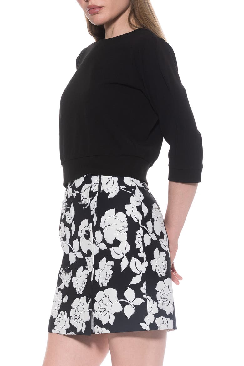 Bebe Three-Quarter Sleeve Sweatshirt, Alternate, color, BLACK