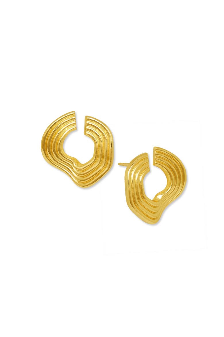Nara Wave Stud Earrings, Main, color, Brass
