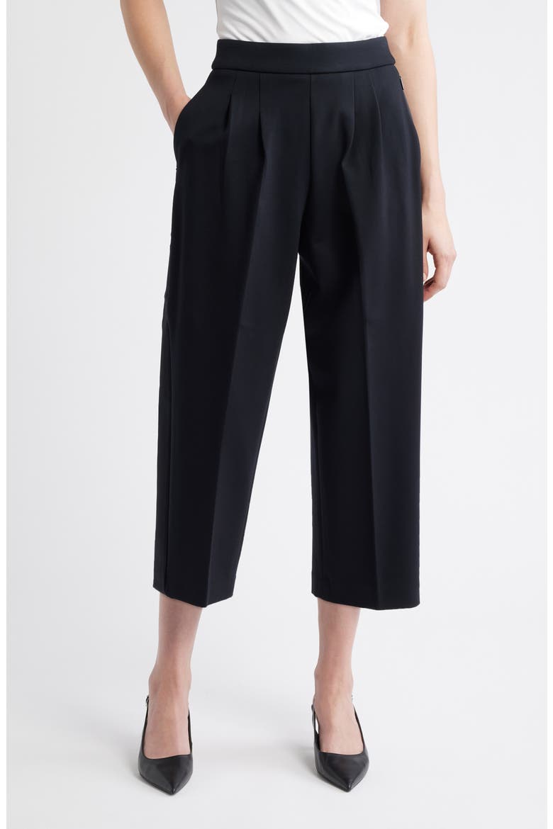 Ponte Knit Pleated Tuxedo Pants, Main, color, CLASSIC BLACK