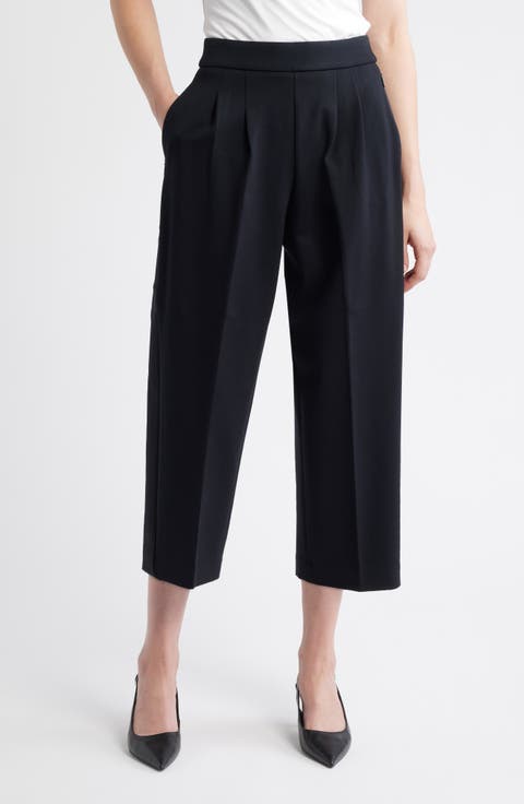 Ponte Knit Pleated Tuxedo Pants