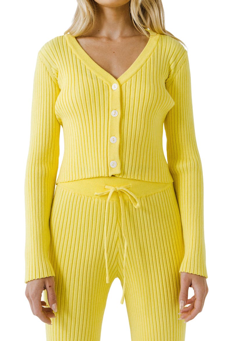 Ribbed Crop Cardigan, Alternate, color, LIME