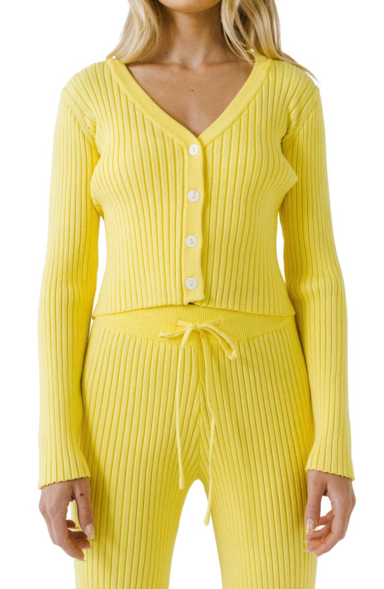 Endless Rose Ribbed Crop Cardigan, Alternate, color, Lime