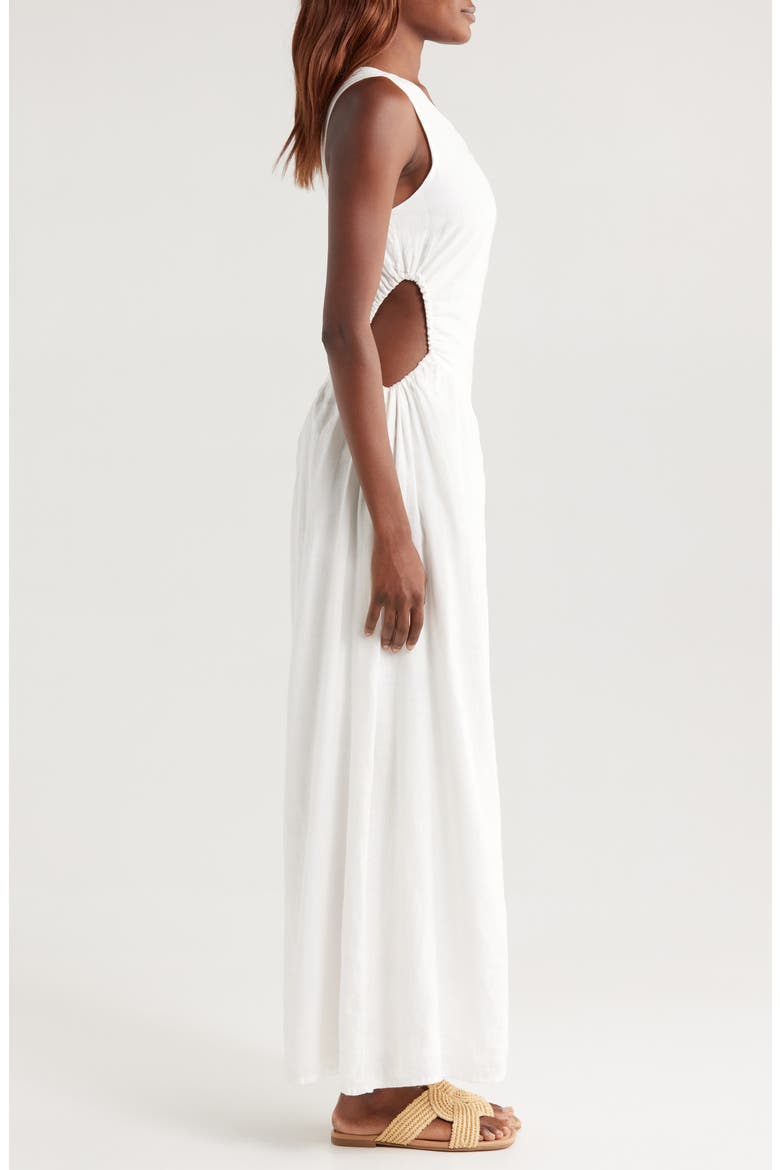 Willow One-Shoulder Linen Cover-Up Dress, Alternate, color, IVORY