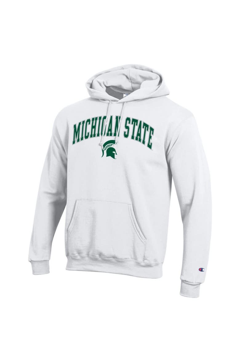 Men's Champion  White Michigan State Spartans Arch Over Logo Pullover Hoodie, Alternate, color, White
