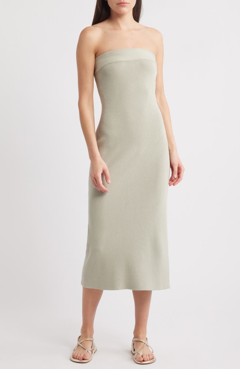 Free People Ravena Strapless Maxi Sweater Dress, Main, color, Lima Bean