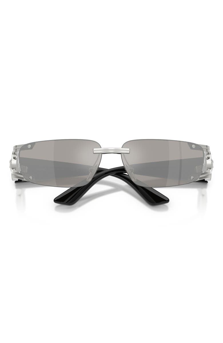 Versace 59mm Rectangular Sunglasses, Alternate, color, Silver / Grey Mirror Silver