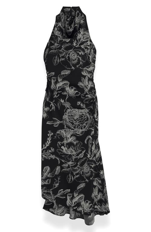 Donna Karan New York Floral Asymmetric Hem Maxi Dress In Black