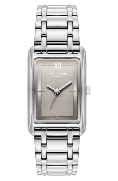 Olivia Burton Grove Rectangular Bracelet Watch, 23mm in Silver/Earl Grey 