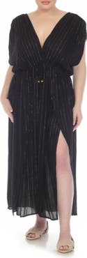 BOHO ME Metallic Stripe Cover-Up Maxi Dress