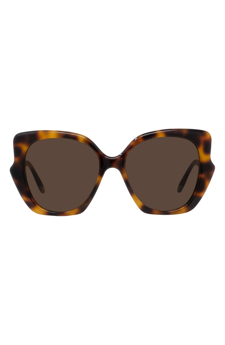 Loewe Thin 55mm Geometric Sunglasses, Main, color, Dark Havana / Brown