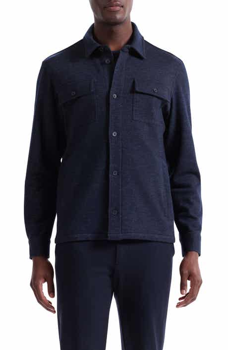 Slub Knit Wool & Cotton Button-Up Shirt Jacket