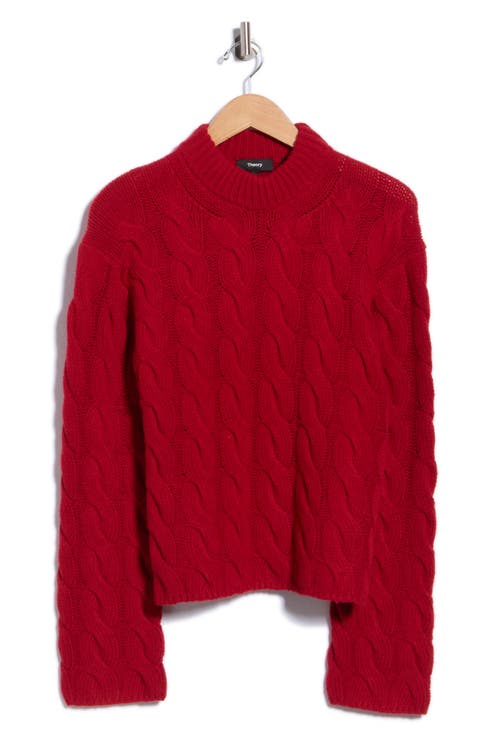 Wool Blend Cable Knit Pullover Sweater