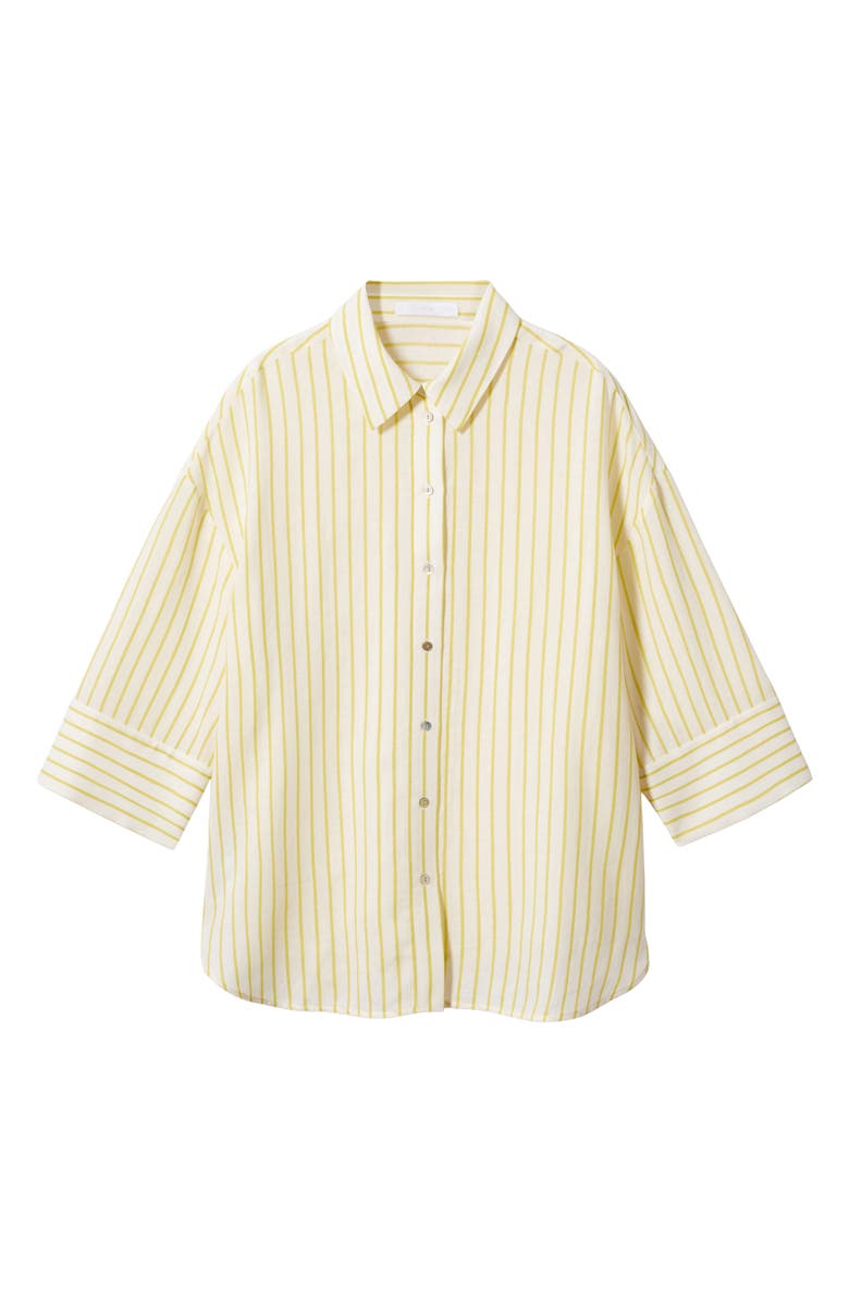 MANGO Oversize Stripe Woven Shirt, Alternate, color, Green