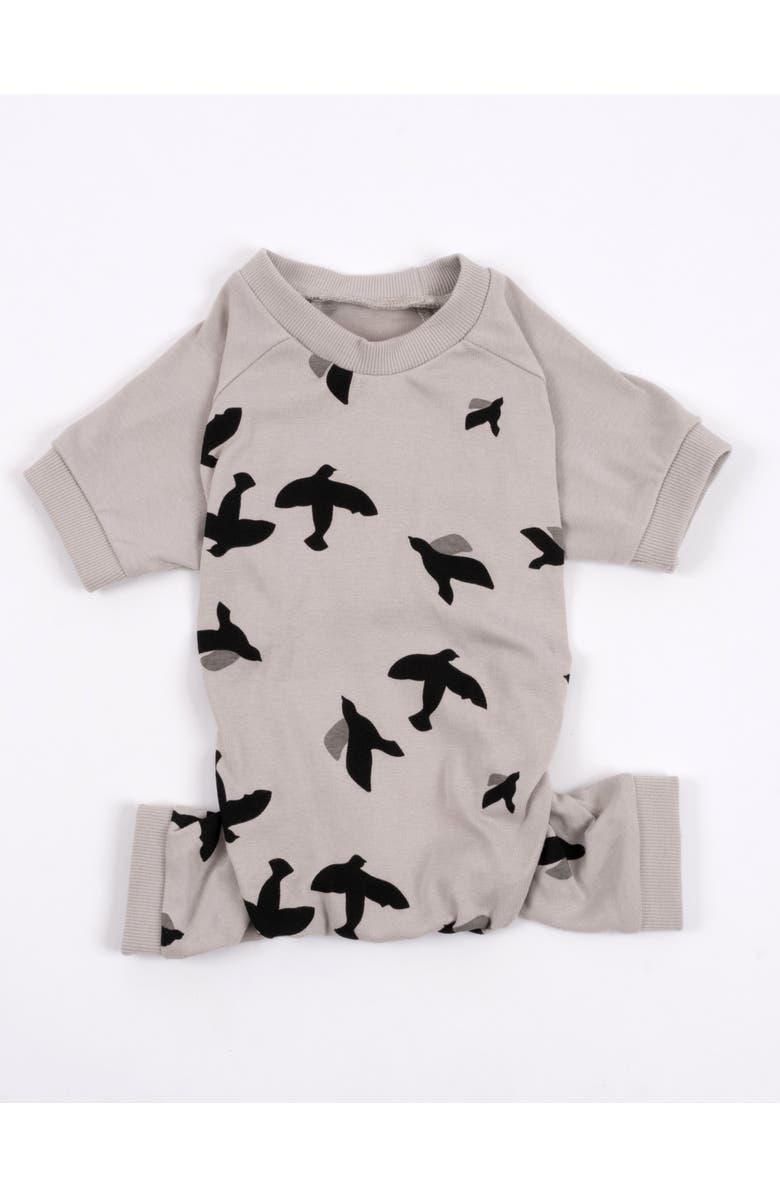 Leveret Dog Cotton Matching Family Pajamas, Animals & Paw Prints, Alternate, color, Bird Gray